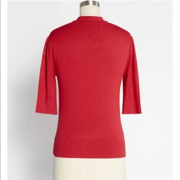 Modcloth x Collectif Bow For It Knit Sweater Red NWT - Picture 3 of 10